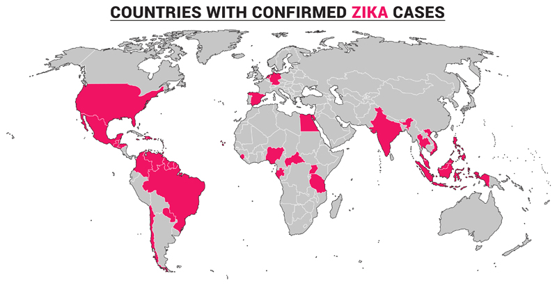 zika virus confirmed countries